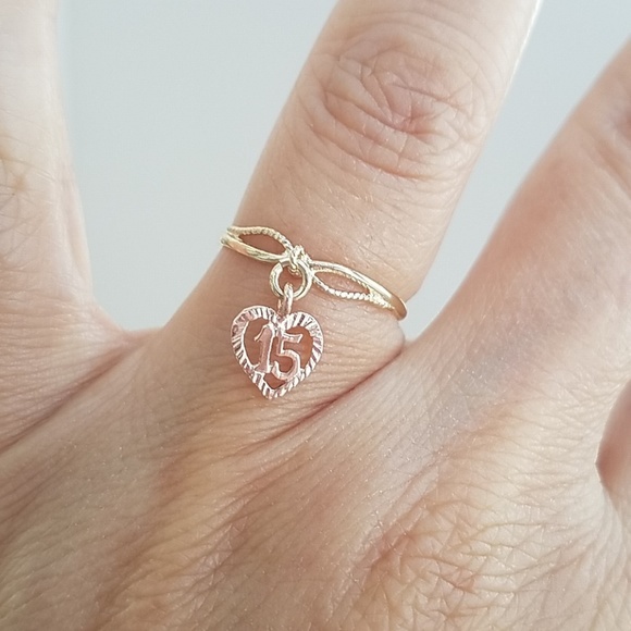 14k Yellow Rose gold Sweet 15 Ring